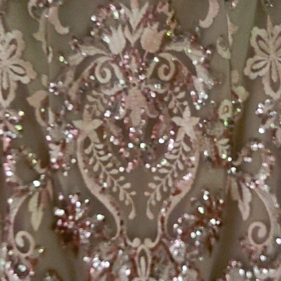 Alex Evenings Sequin Embroidered Cap Slv Flounce Hem Midi Dress Sz 6 NWOT - Picture 7 of 12